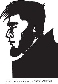 vector illustration of young handsome man. portrait. caricature