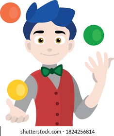 Vector illustration of a young juggler