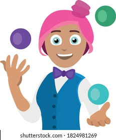 Vector illustration of a young juggler