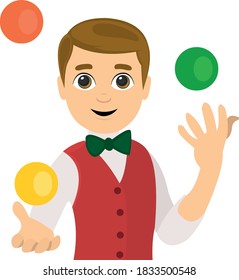 Ilustración vectorial de un joven malabarista