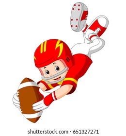 vector illustration of Young kid playing football