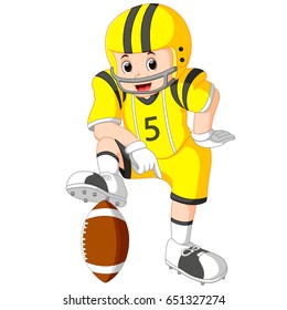 vector illustration of Young kid playing football