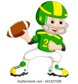 vector illustration of Young kid playing football