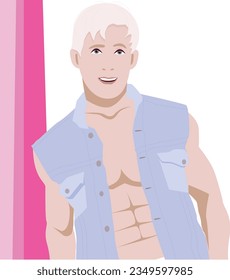 Vector illustration of a young man. Blond. Isolated illustration