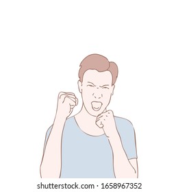 Vektorillustration-Illustration junger Mann Boxen, Mann kämpft, Cartoon-Design