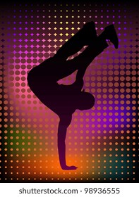 Vector illustration of a young man breakdancer