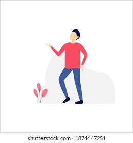 Vector illustration, young man character pose, modern flat people character, Ideal for motion, graphic and web design projects
