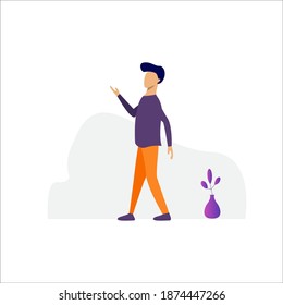 Vector illustration, young man character pose, modern flat people character, Ideal for motion, graphic and web design projects
