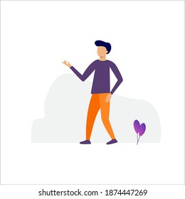 Vector illustration, young man character pose, modern flat people character, Ideal for motion, graphic and web design projects
