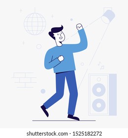Vector Illustration of young man dancing in party.