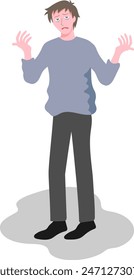 Vector illustration of a young man in despair, giving up on everything