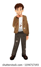A vector illustration of Young Man With Dirty Mud Face Body