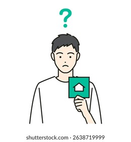 Vector Illustration of a Young Man Feeling Confused or Uncertain