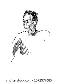 Vector illustration of a young man in glasses portrait