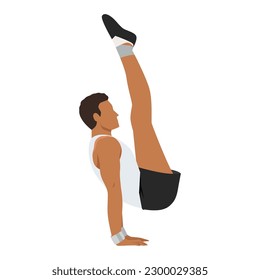 Vector illustration of a young man gymnast performing floor exercise. Flat vector illustration isolated on white background