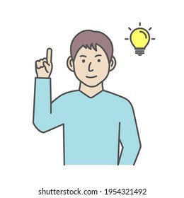 Vector illustration of a young man having good idea ( inspiration, innovation )