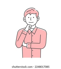 Ilustración vectorial de un joven escuchando y pensando (imagen positiva)
