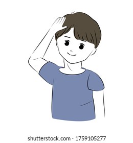 Vector illustration of young man looking upward