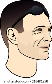 vector illustration Young  man with mountaineering sunglasses