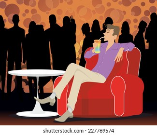 Vector illustration of a young man at a party