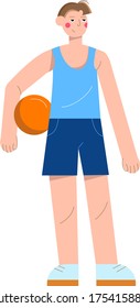vector illustration of a young man playing basketball holding a ball