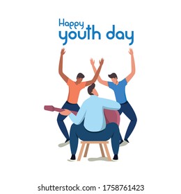 
Vector illustration of young man playing guitar and dancing happily. Perfect for poster designs, landing pages, etc.