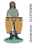 vector illustration of young man plays congas 