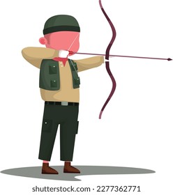 ilustración vectorial de un joven practicando tiro con arco