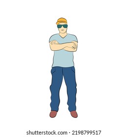 Vector Illustration Of Young Man Rapper Style