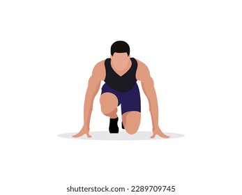 Vektorgrafik eines jungen Mannes in Sportbekleidung. Cartoon realistische Menschen Illustration. Laufender junger Mann. Vorder-, Seite- und Treppenansicht. Athletischer Mann. Sport, Training, Laufen.