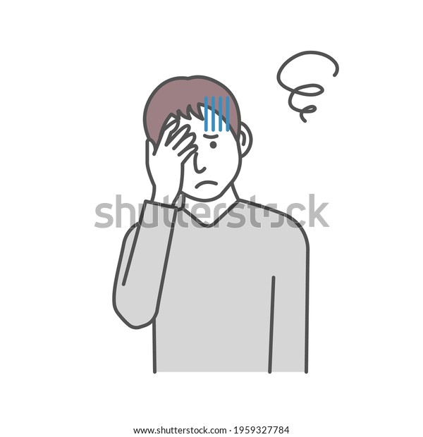 Vector Illustration Young Man Squeezing Head Stock Vector (Royalty Free ...