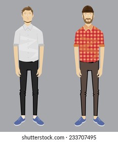 vector illustration of young man, student, hipster
