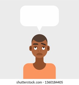 Vector illustration of a young man thinking emotion