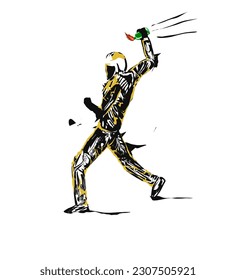 Vektorgrafik eines jungen Mannes, der Molotow-Cocktail wirft