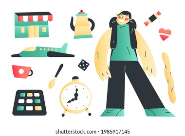 vector illustration of a young man traveling