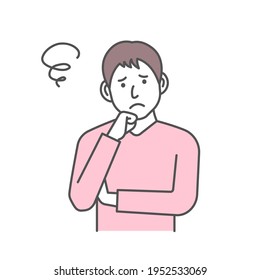 Vector Illustration of young man in trouble or confused.