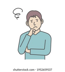 Ilustración vectorial de un joven en problemas o confundido.