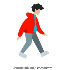 vector illustration of a young man walking looking for a goal