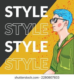 Imagen vectorial de un joven con gafas de sol.