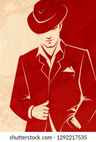 Vector Illustration of a Young Men Wearing a Hat.