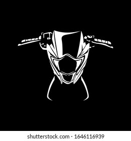 Vector illustration of young motorcycle silhouette on Black background. Can be used for printed on motorcycle club t-shirt, background, banner, posters, icon, web, etc.