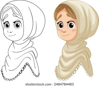 Vector illustration of a young Muslim girl
