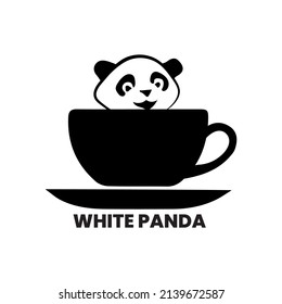 Vector illustration of young panda, Line drawing of an animal, Logo element design for a company