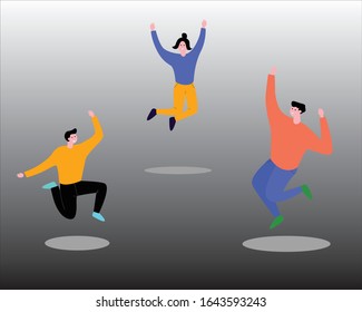 vector illustration of young people having fun and dancing