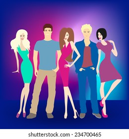 A vector illustration of young people having New Year's celebration party