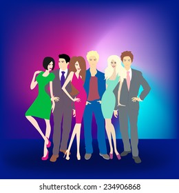 A vector illustration of young people having New Year's celebration party