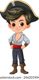 Vector illustration of a young pirate boy