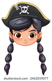 Vector illustration of a young pirate girl