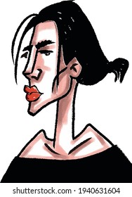 vector illustration of young pretty sexy lady. caricature