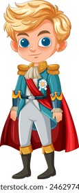 Vector illustration of a young prince in regal costume